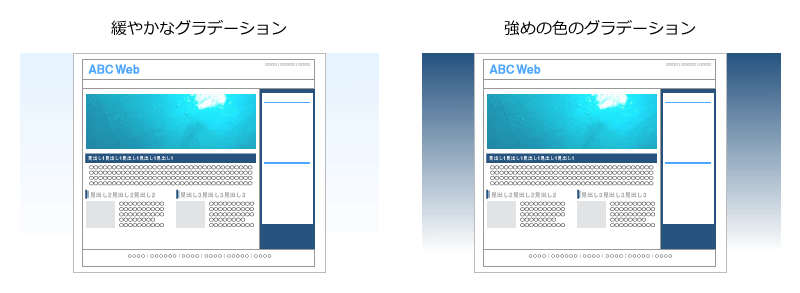 緩やかなグラデーションと強めのグラデーションの比較