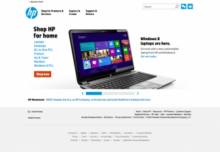 2012年のヒューレットパッカードのWebサイトトップページ