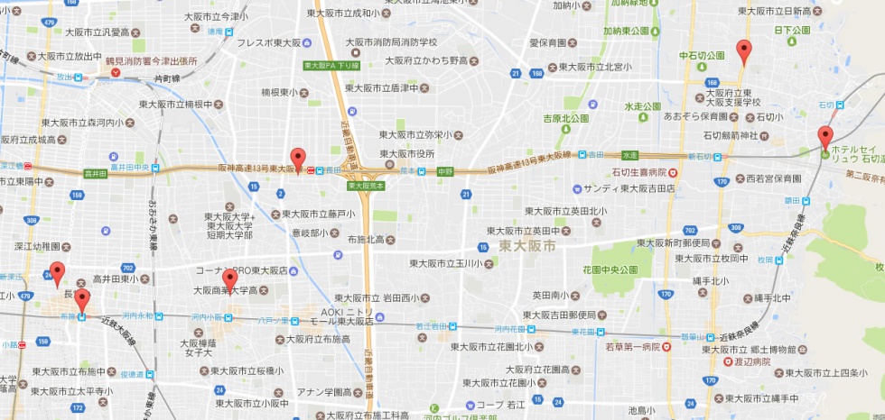 画像:登録した記事をGoogleマップに表示させた例